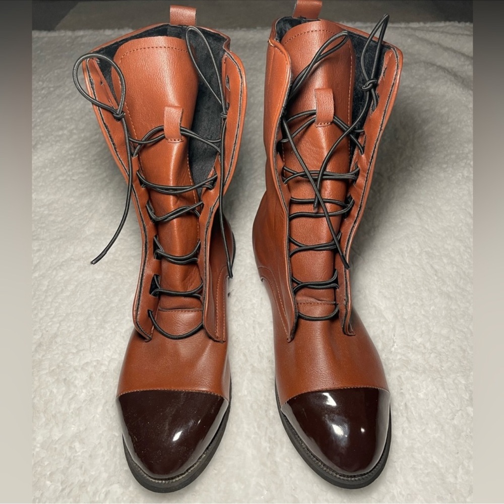Brown lace up boots